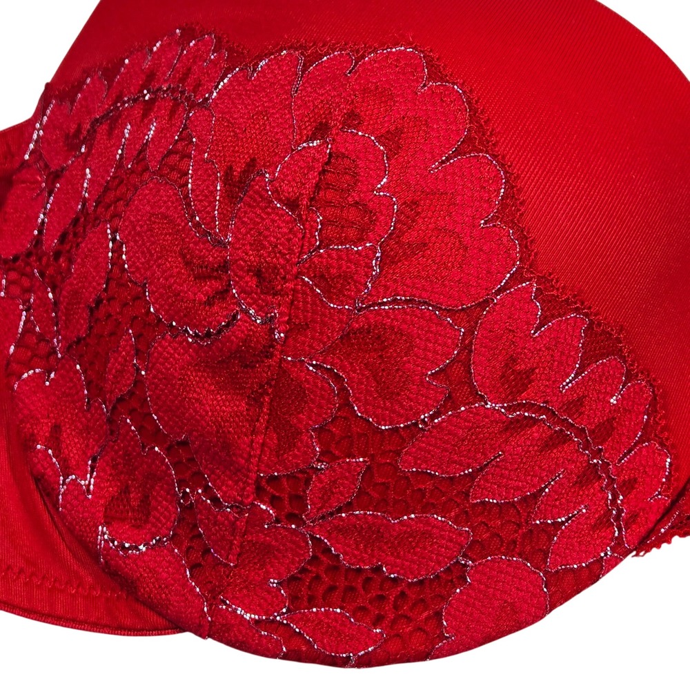 Maidenform Love The Lift Push Up Bra 36C Red Lace Plunging Neckline DM9900 - Picture 7 of 10